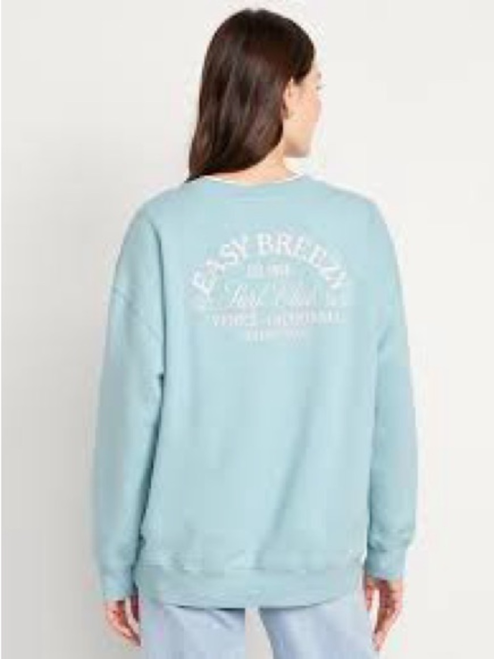 Old Navy SoComfy Pale Blue Oversized Crewneck Fleece Sweatshirt, Easy Breezy, XL